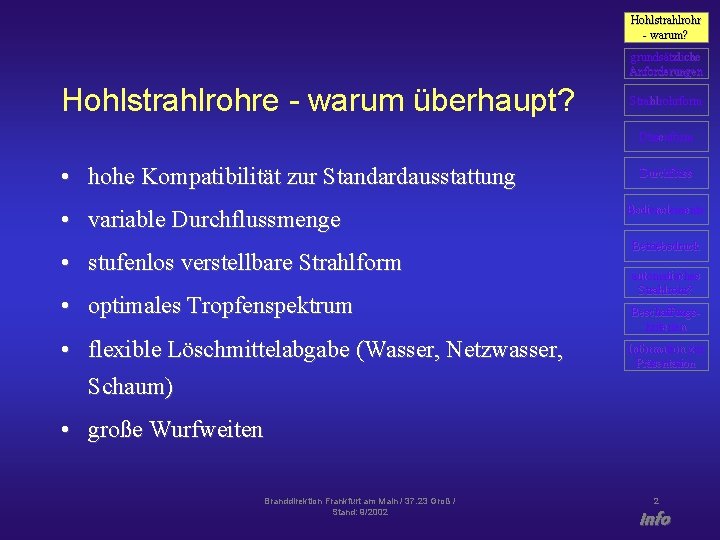 Hohlstrahlrohr - warum? grundsätzliche Anforderungen Hohlstrahlrohre - warum überhaupt? Strahlrohrform Düsenform • hohe Kompatibilität