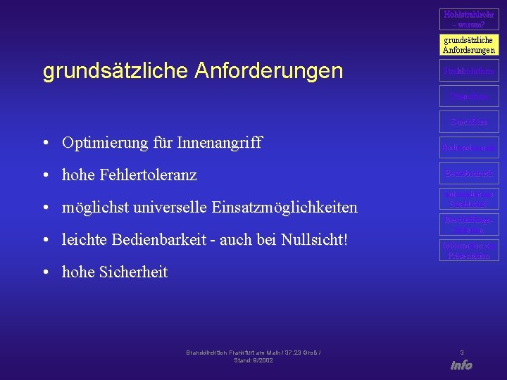 Hohlstrahlrohr - warum? grundsätzliche Anforderungen Strahlrohrform Düsenform Durchfluss • Optimierung für Innenangriff • hohe