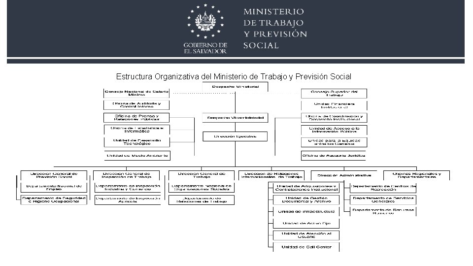 Estructura Organizativa del Ministerio de Trabajo y Previsión Social Estructura Organizativa del Ministerio de Trabajo y Previsión Social