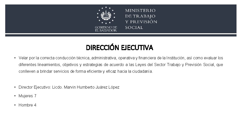 DIRECCIÓN EJECUTIVA • Velar por la correcta conducción técnica, administrativa, operativa y financiera de DIRECCIÓN EJECUTIVA • Velar por la correcta conducción técnica, administrativa, operativa y financiera de