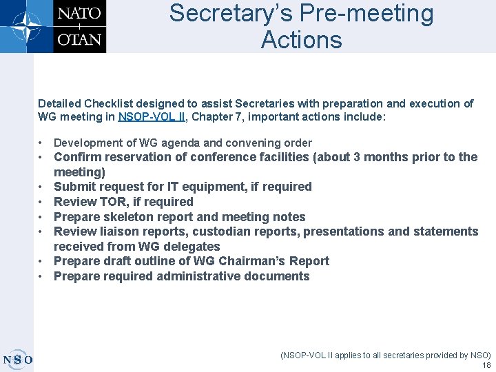 Secretary’s Pre-meeting Actions Detailed Checklist designed to assist Secretaries with preparation and execution of