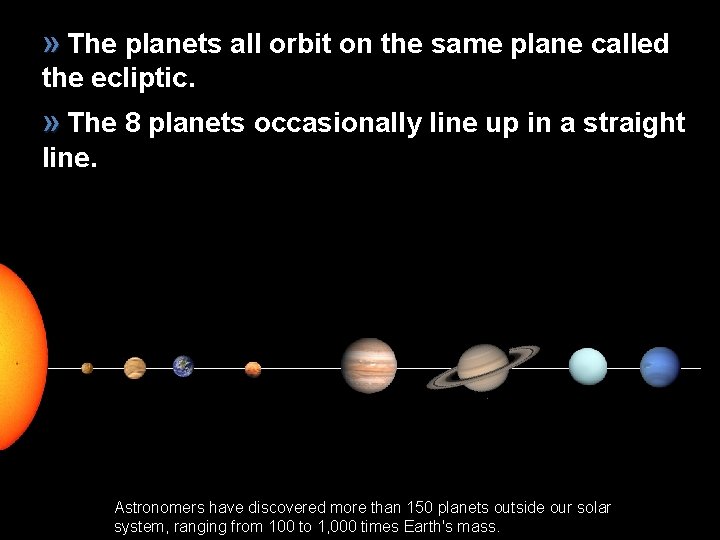 » The planets all orbit on the same plane called the ecliptic. » The