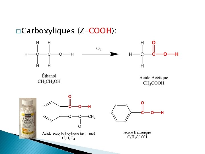 � Carboxyliques (Z-COOH): 