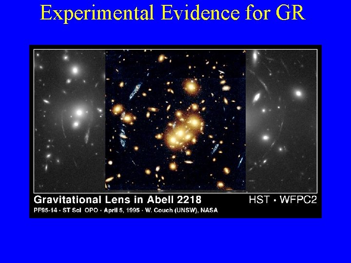 Experimental Evidence for GR Experimental Evidence for GR