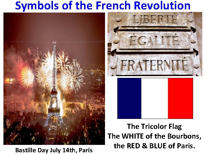 Symbols of the French Revolution Bastille Day July 14 th, Paris The Tricolor Flag Symbols of the French Revolution Bastille Day July 14 th, Paris The Tricolor Flag