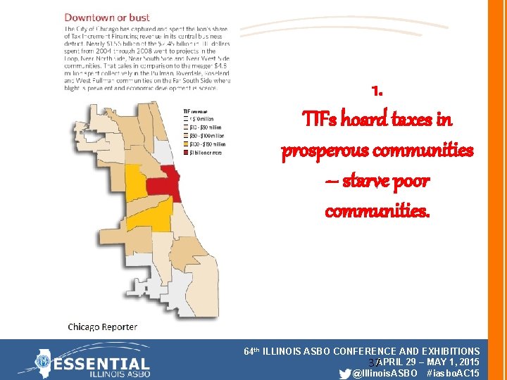 1. TIFs hoard taxes in prosperous communities – starve poor communities. 64 th ILLINOIS