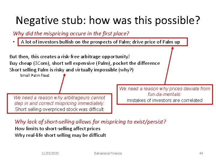 Negative stub: how was this possible? Why did the mispricing occure in the first