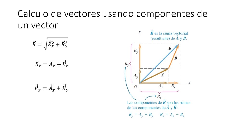 Calculo de vectores usando componentes de un vector 