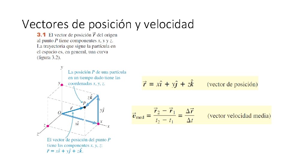 Vectores de posición y velocidad 