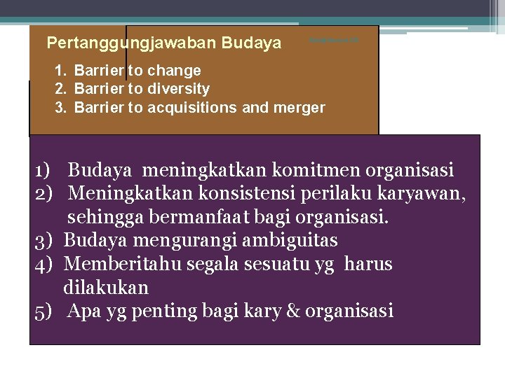 Pertanggungjawaban Budaya Haki@Harinoto. UK 1. Barrier to change 2. Barrier to diversity 3. Barrier