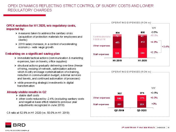 OPEX DYNAMICS REFLECTING STRICT CONTROL OF SUNDRY COSTS AND LOWER REGULATORY CHARGES OPERATING EXPENSES OPEX DYNAMICS REFLECTING STRICT CONTROL OF SUNDRY COSTS AND LOWER REGULATORY CHARGES OPERATING EXPENSES