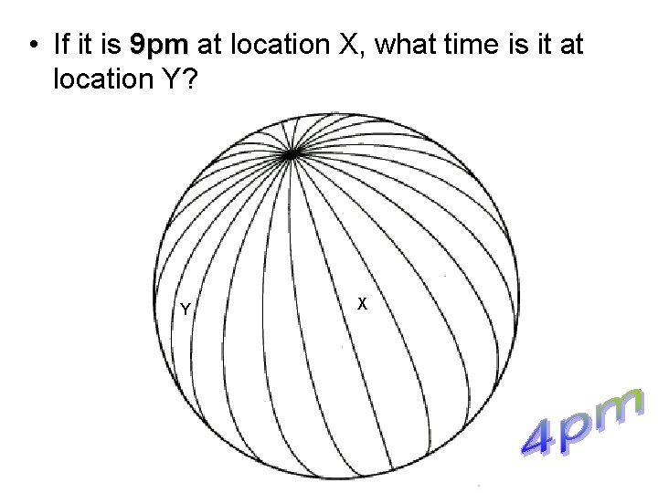  • If it is 9 pm at location X, what time is it