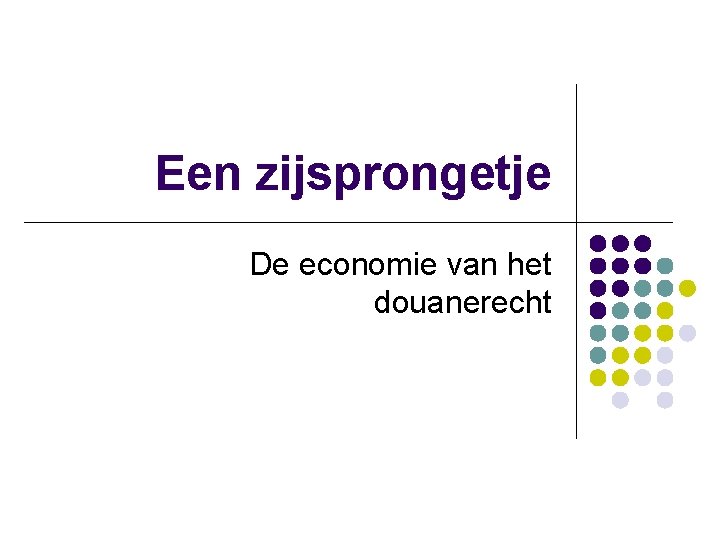 Een zijsprongetje De economie van het douanerecht 