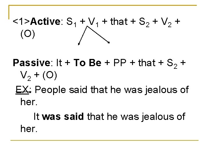 <1>Active: S 1 + V 1 + that + S 2 + V 2