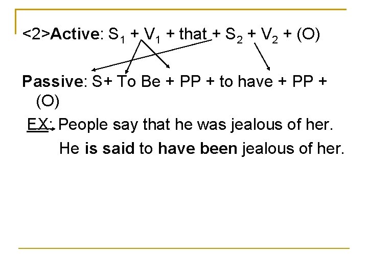 <2>Active: S 1 + V 1 + that + S 2 + V 2