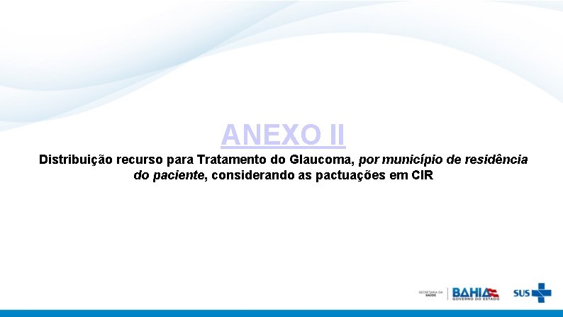 ANEXO II Distribuição recurso para Tratamento do Glaucoma, por município de residência do paciente,