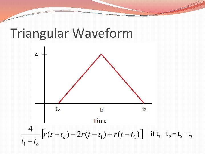 Triangular Waveform 4 -- if t 1 - to = t 2 - t Triangular Waveform 4 -- if t 1 - to = t 2 - t
