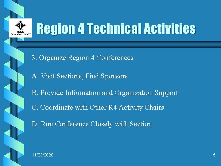 Region 4 Technical Activities 3. Organize Region 4 Conferences A. Visit Sections, Find Sponsors