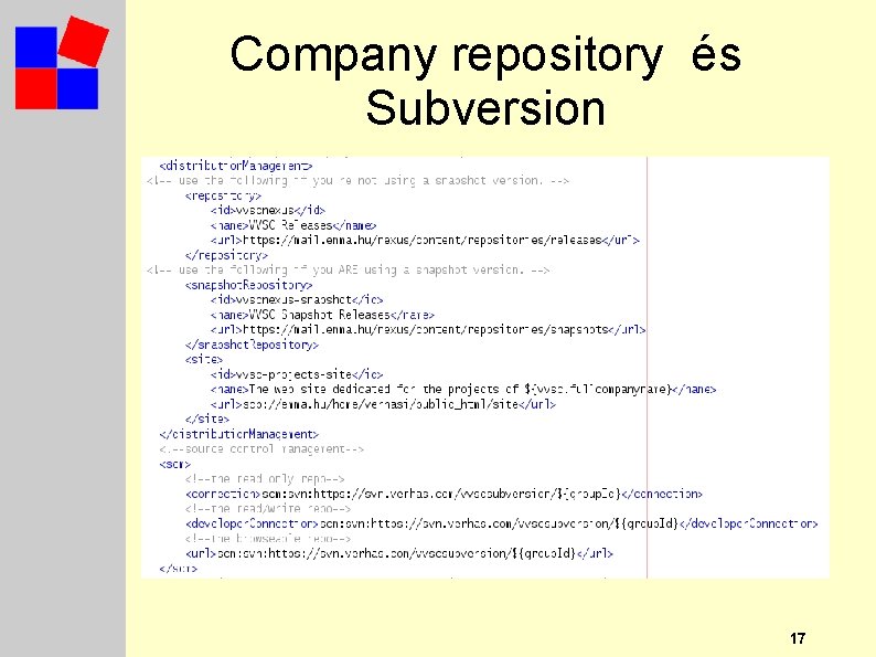 Company repository és Subversion 17 