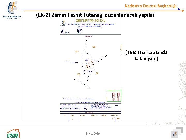 Kadastro Dairesi Başkanlığı (EK-2) Zemin Tespit Tutanağı düzenlenecek yapılar (Tescil harici alanda kalan yapı)