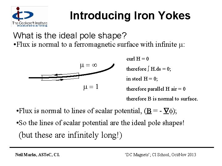 Introducing Iron Yokes What is the ideal pole shape? • Flux is normal to