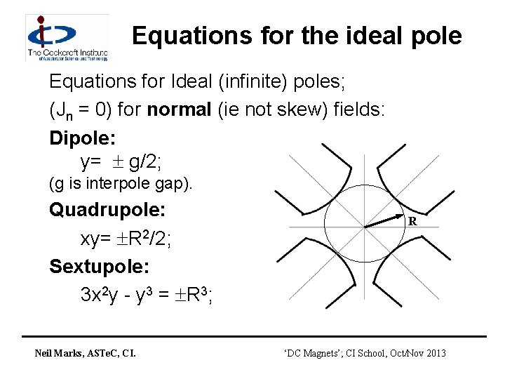 Equations for the ideal pole Equations for Ideal (infinite) poles; (Jn = 0) for