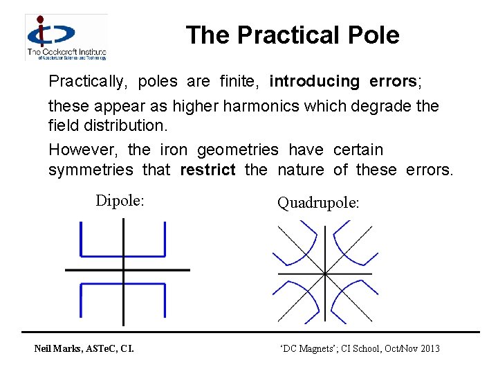 The Practical Pole Practically, poles are finite, introducing errors; these appear as higher harmonics