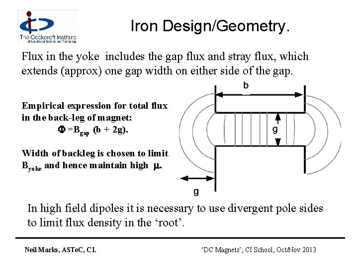 Iron Design/Geometry. Flux in the yoke includes the gap flux and stray flux, which