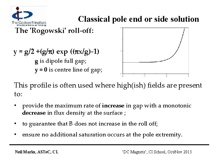 Classical pole end or side solution The 'Rogowski' roll-off: y = g/2 +(g/ )