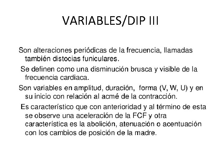 VARIABLES/DIP III 