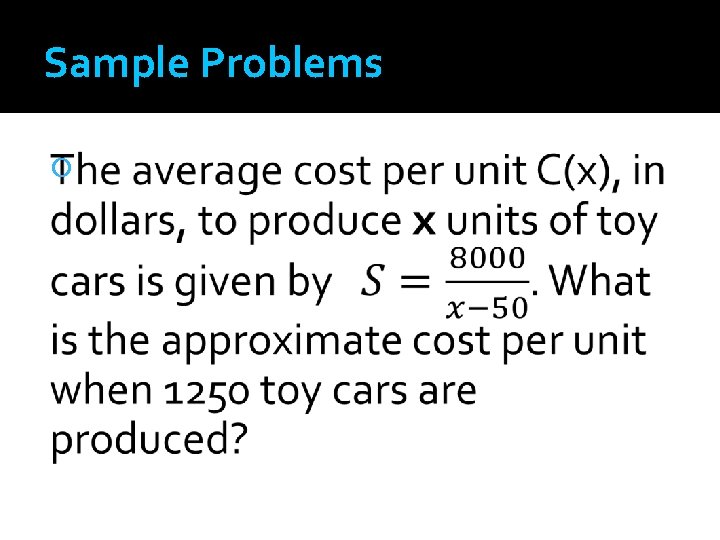 Sample Problems 