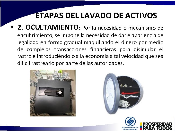 ETAPAS DEL LAVADO DE ACTIVOS • 2. OCULTAMIENTO: Por la necesidad o mecanismo de