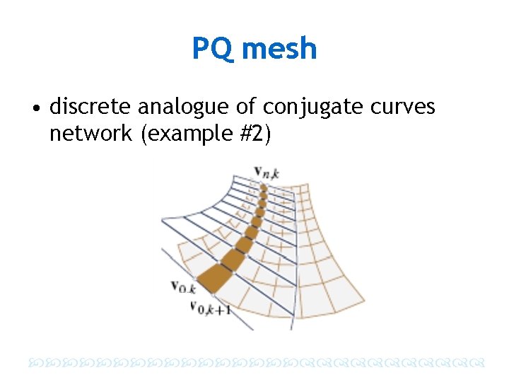 PQ mesh • discrete analogue of conjugate curves network (example #2) 