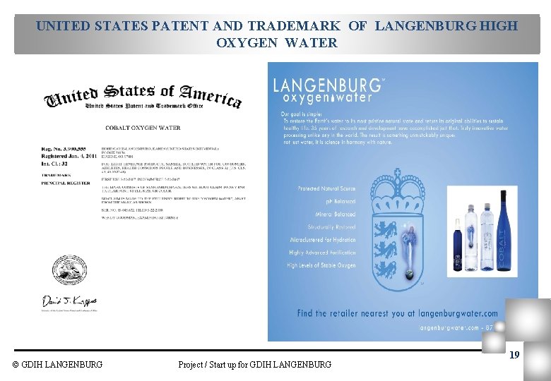 UNITED STATES PATENT AND TRADEMARK OF LANGENBURG HIGH OXYGEN WATER © GDIH LANGENBURG Project