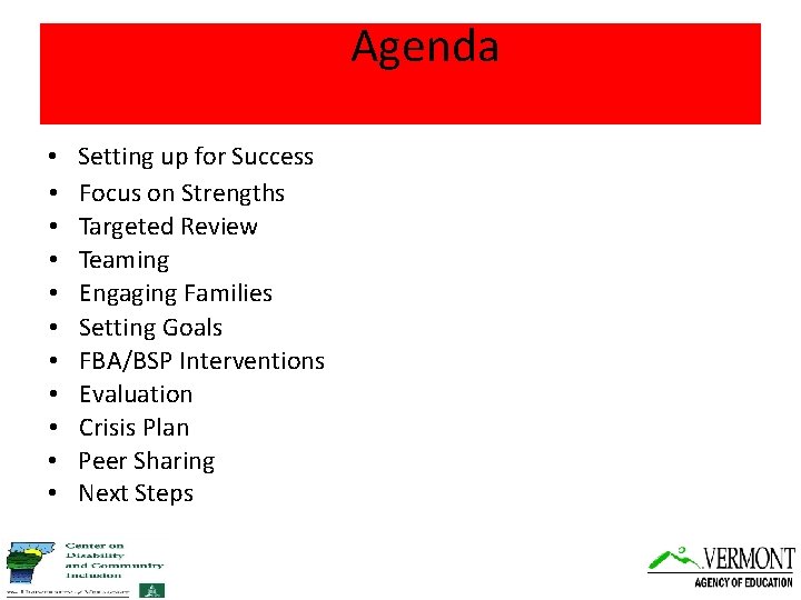 Agenda Specific to Tier for entire time • • • Setting up for Success