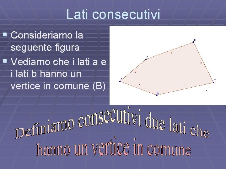 Lati consecutivi § Consideriamo la seguente figura § Vediamo che i lati a e Lati consecutivi § Consideriamo la seguente figura § Vediamo che i lati a e