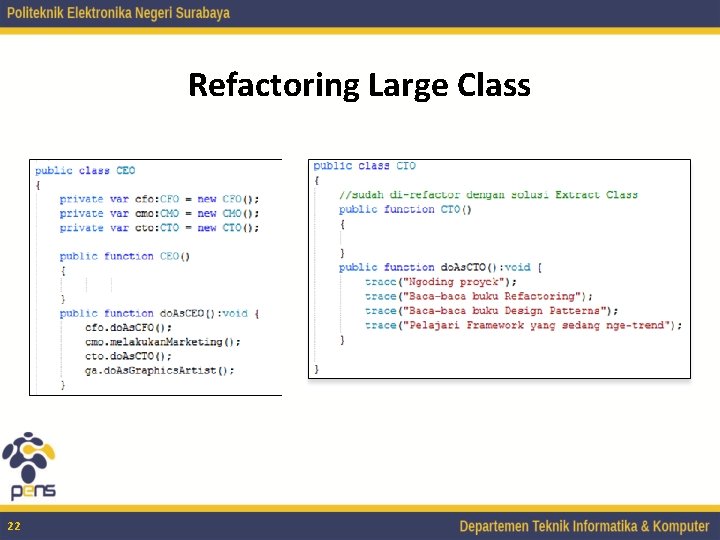 Refactoring Large Class 22 