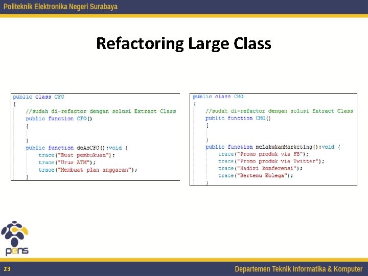 Refactoring Large Class 23 