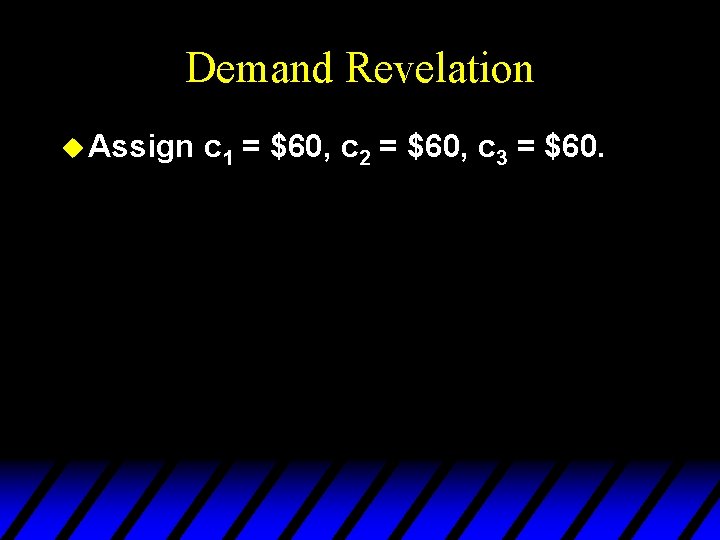 Demand Revelation u Assign c 1 = $60, c 2 = $60, c 3