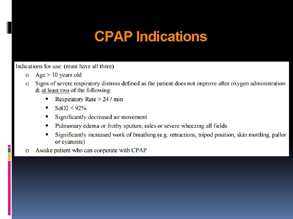 CPAP Indications 