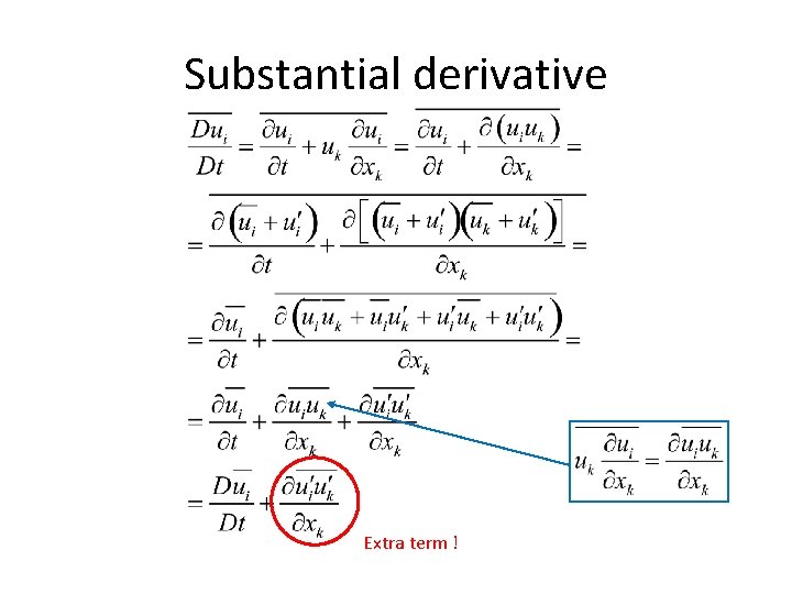Substantial derivative Extra term ! Substantial derivative Extra term !