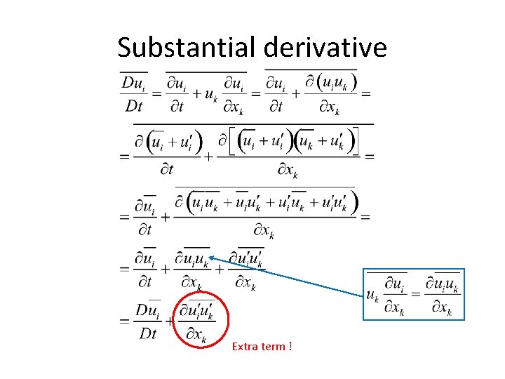 Substantial derivative Extra term ! 