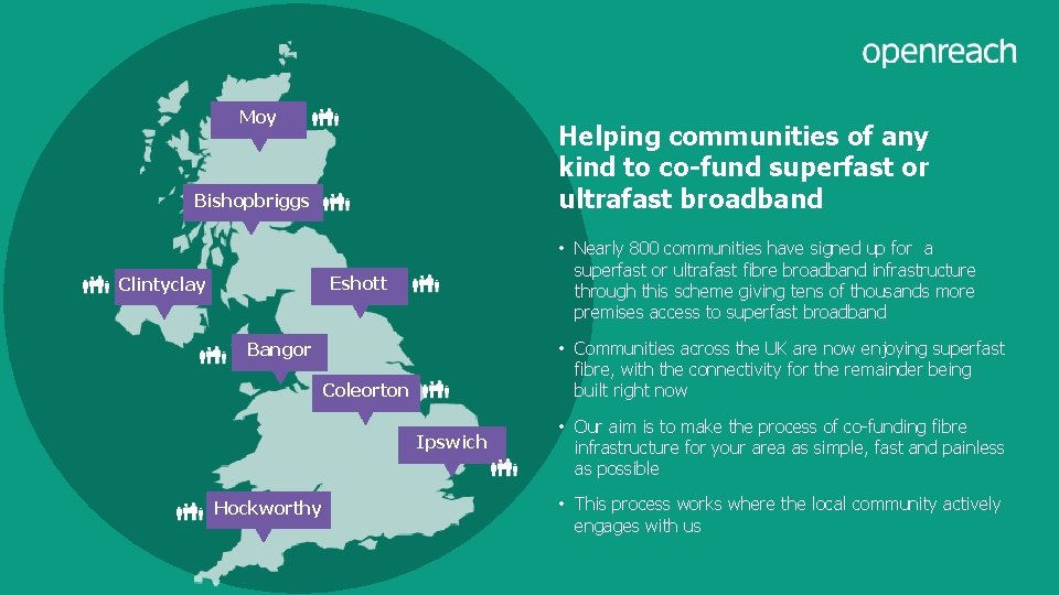 Moy Helping communities of any kind to co-fund superfast or ultrafast broadband Bishopbriggs •