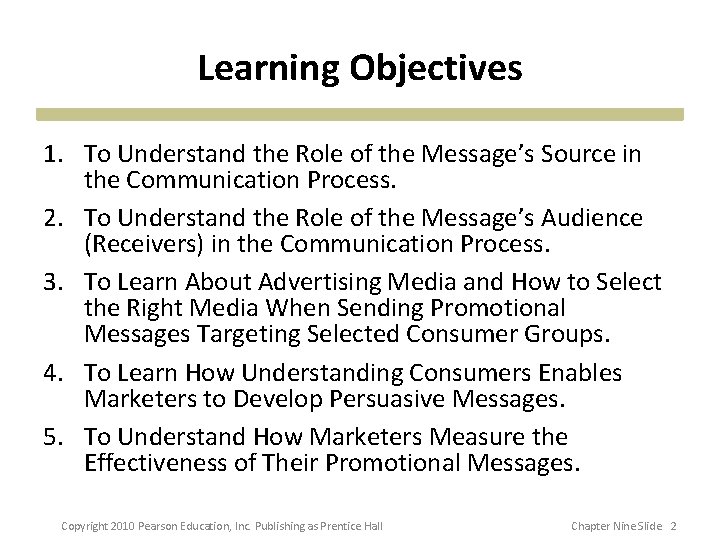 Learning Objectives 1. To Understand the Role of the Message’s Source in the Communication