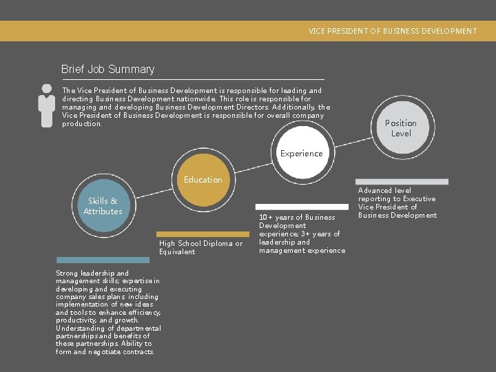 VICE PRESIDENT OF BUSINESS DEVELOPMENT Brief Job Summary The Vice President of Business Development