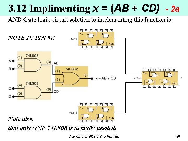 3. 12 Implimenting x = (AB + CD) - 2 a AND Gate logic