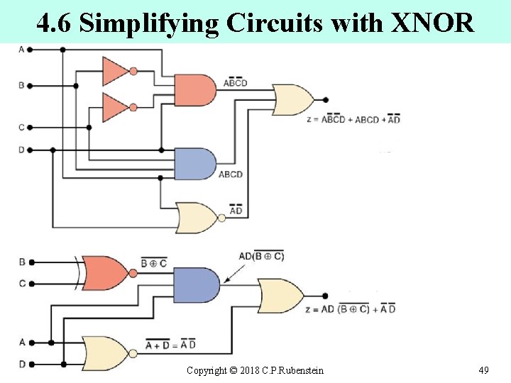 4. 6 Simplifying Circuits with XNOR Copyright © 2018 C. P. Rubenstein 49 