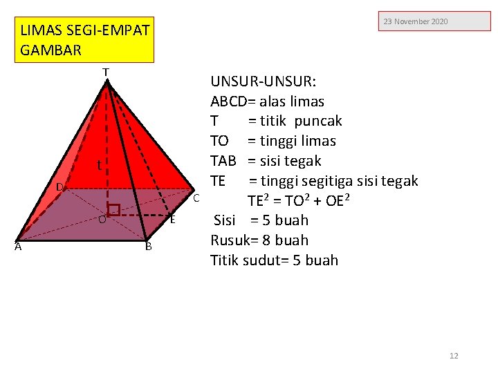 23 November 2020 LIMAS SEGI-EMPAT GAMBAR T t D C E O A B