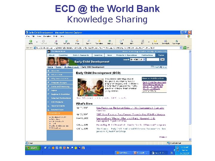 ECD @ the World Bank Knowledge Sharing 