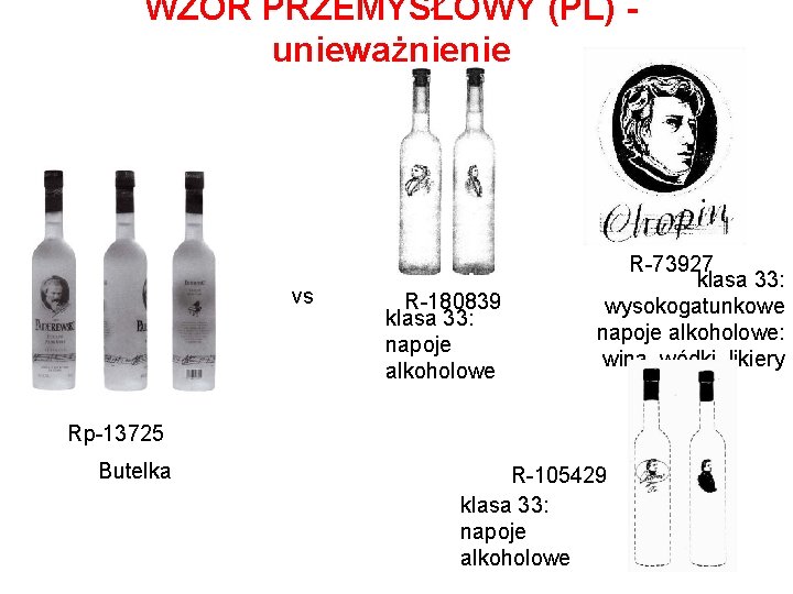 WZÓR PRZEMYSŁOWY (PL) - unieważnienie vs R-180839 klasa 33: napoje alkoholowe R-73927 klasa 33:
